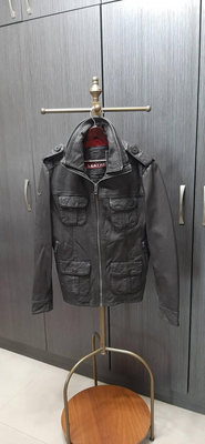全新正品Superdry Real Leather 極度乾燥咖啡色軍肩真皮 皮衣外套L(推薦款)