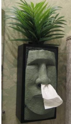 歐洲進口 歐式摩艾石象鼻孔面紙盒魔艾大頭雕像Moai有趣客廳房間造型面紙盒衛生紙盒紙巾盒只抽盒送禮禮物 6730c