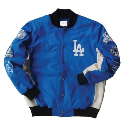 Cover Taiwan 官方直營 MLB LA 洛杉磯道奇隊 刺繡 棒球外套 嘻哈 寬鬆 藍色 大尺碼 (預購)
