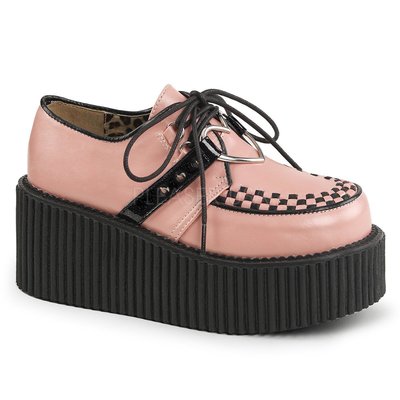 Shoes InStyle《三吋》美國品牌 DEMONIA 原廠正品英式龐克歌德蘿莉心型鉚釘厚底平底鞋有大尺碼『粉紅色』