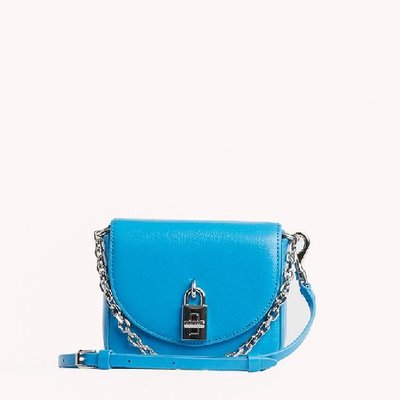 【美麗小舖】REBECCA MINKOFF 藍色真皮革 MICRO BAG 小廢包 手提包 斜背包 手拿包~R71882