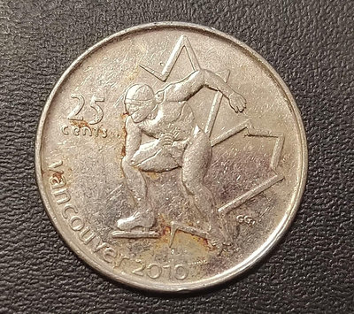 【二手】 加拿大25分， 2009年冬奧會短道速滑24mm1972 錢幣 硬幣 紀念幣【明月軒】