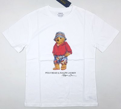 特價999元~☆ 瘋加州 ☆ Polo Ralph Lauren 白色 BEAR 遮陽帽小熊(男大童)Tee T恤 M