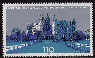 古蹟與建築物類-德國郵票--1999年--地方特色梅克倫堡 議會紀念-1全(不提前結標)