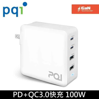 [出賣光碟] PQI 勁永 GaN 氮化鎵 PD 充電器 QC3.0快充 100W 雙孔 USB-C+USB-A