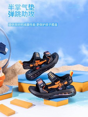 特賣- 牧童童鞋男童涼鞋夏季兒童軟底透氣運動沙灘鞋防滑洋氣中大童鞋子
