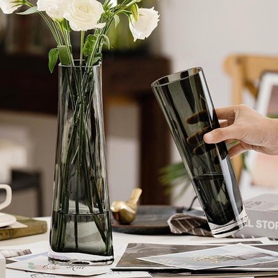 現貨熱銷-北歐簡約創意現代水養鮮花玫瑰百合輕奢玻璃花瓶客廳插花裝飾擺件