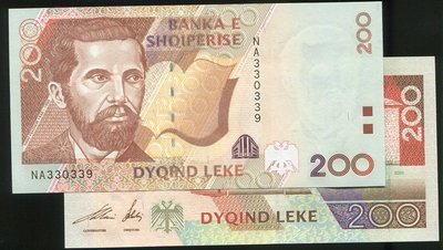 Albania (阿爾巴尼亞紙鈔)， P67 ， 200-LEK ， 2001 ，品相全新UNC