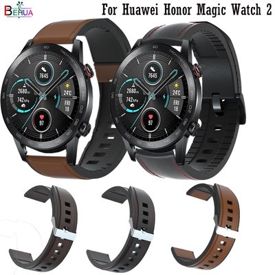 適用於 Huawei Honor Magic Watch 2 的 22 毫米錶帶矽膠皮革適用於 Huawei Watch