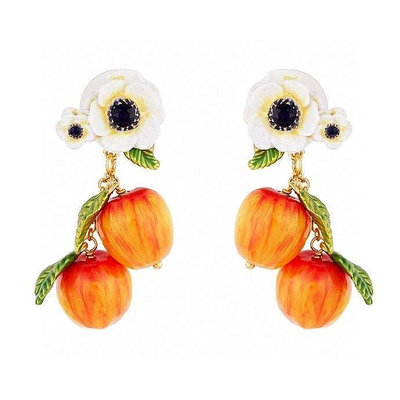 熱款直購#Les Nereides 小花園系列雙蘋果可愛花朵耳環耳夾