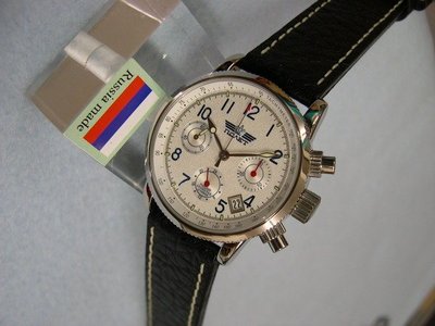 ((( 格列布 )))俄國  巴留特  計時錶-( 24小時顯示 )*** 銀白面