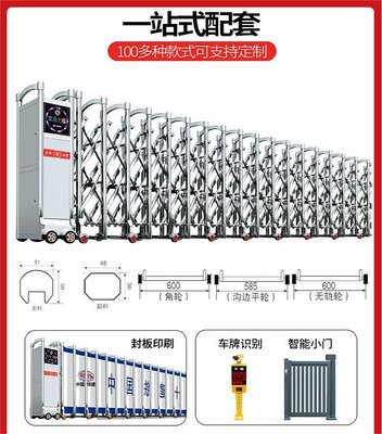 1不銹鋼伸縮門電動伸縮門平移門工廠大門工地學校自動收縮封板門-有家精品店