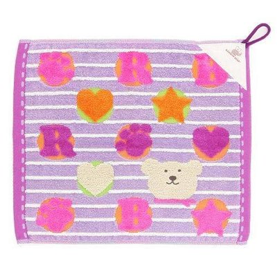 【噗嘟小舖】現貨 日本製 彩虹熊 擦手巾 (約33×37cm) RAINBOW BEAR 可吊式 方巾 毛巾 愛心 紫