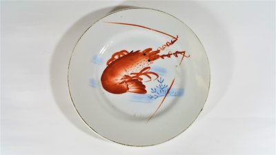 [銀九藝] 早期日本製 日治時期 直徑約~15公分 青花釉裡紅 蝦盤 (5)