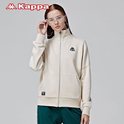 【熱賣精選】Kappa卡帕女運動落肩衛衣休閑字母印花外套針織立領開衫夾克上衣
