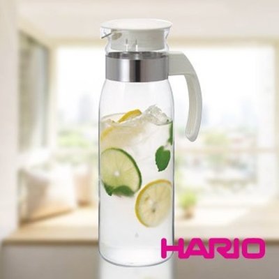 【HARIO】玻璃冷水壺(白色)1400ml RPLN-14OW (RPL-14改款新上市) 咖啡壺 茶壺 檸檬水 果汁