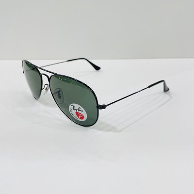 【名家眼鏡】雷朋經典款飛行員偏光太陽眼鏡黑色框配墨綠色鏡片RB3025 002/58【台南成大店】