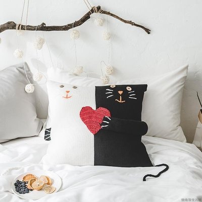 『格倫雅』ins可愛卡通斑馬黑白貓純棉抱枕沙發床靠墊裝飾靠枕含芯可拆洗753/LJL促銷 正品 現貨