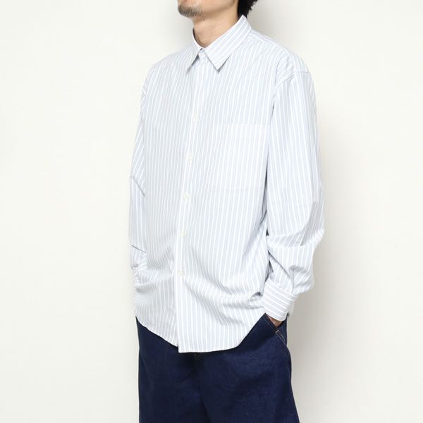 auralee washed finx twill stripe shirts wide stripe 4號日本製