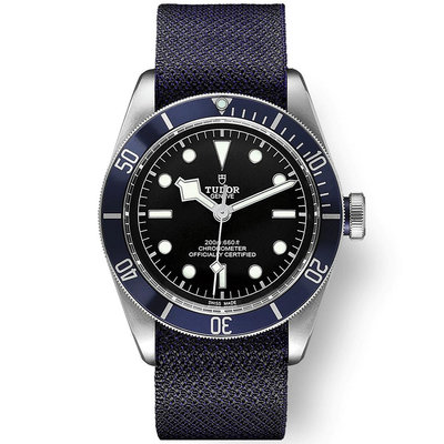 TUDOR BLACK BAY M79230B-0006 帝舵 41mm 黑色面盤 藍色織紋錶帶