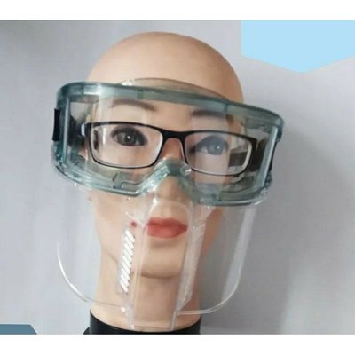 全透明 護目鏡及面罩二合一 防衝擊 面罩 面具 戴眼鏡也可使用 防飛濺 耐酸鹼 防沙塵 防護面罩 多功能 廚房 護目鏡