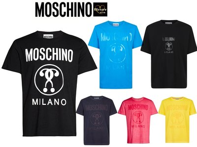 EUstore預購►Moschino雙問號logo字母短袖T恤（黑色／藍色／深粉紅／黃色）男生大人44 46 48 50