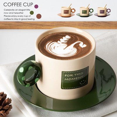 咖啡杯波點陶瓷咖啡杯子杯碟套裝創意高顏值小眾下午茶北歐輕奢復古ins
