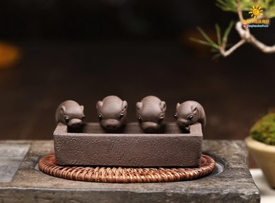 宜興紫砂茶寵雕塑擺件小豬槽廠家直銷批發茶壺茶具禮品定制批發