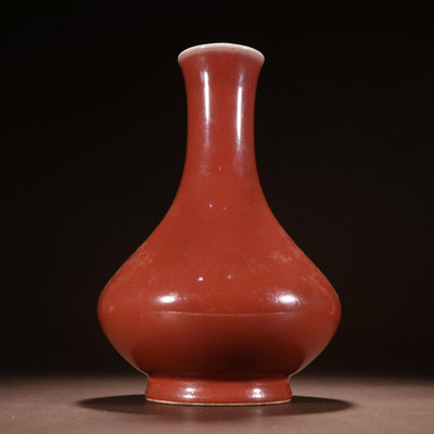 【二手】紅釉素面瓶 老瓷器 老瓷瓶 老花瓶 紅色老瓶子 規格：高2512933【銅都古董】五彩 粉彩 琺瑯彩