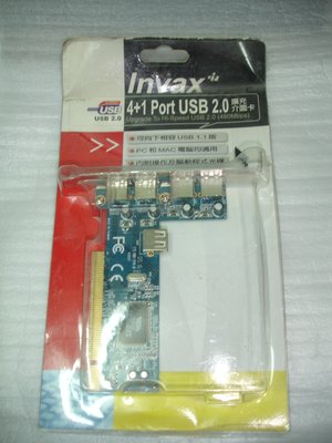 【電腦零件補給站 】英碩科技Invax 4+1-Port  USB 2.0擴充卡 PC和MAC電腦均適用