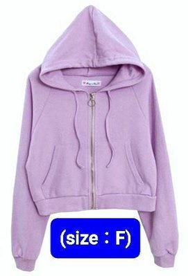 ♦️降♦️全新【LULUS】(紫)小鐵圈拉鍊短版連帽外套  休閒外套  小外套  運動外套  短版外套  連帽外套(size：F)