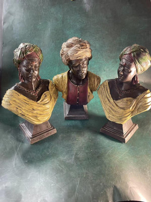 【二手】【3只】西非人物銅雕像 銅雕塑 民俗雕像 銅藝術品 藝術展4509【木清院】銅器 佛像 擺件