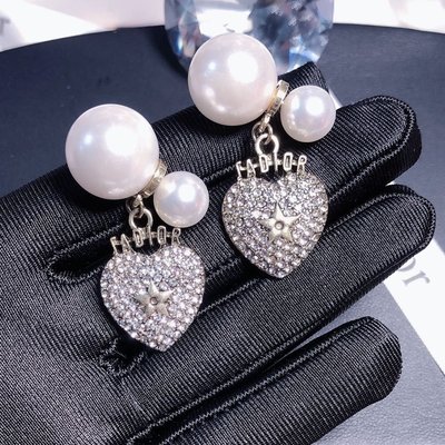 現貨Dior迪奧珍珠鑲鉆耳環新款潮韓國氣質高級感精致超仙網紅愛心耳飾耳釘明星同款熱銷