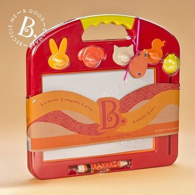 [子供の部屋] 原廠正品  幼兒感統玩具 美國B.Toys~塗黑黑磁繪板 磁繪筆 磁繪印章 四種動物