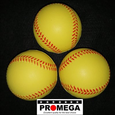 樂樂棒球 安全棒球 PU發泡.7公分 黃色 噴線 一組3顆