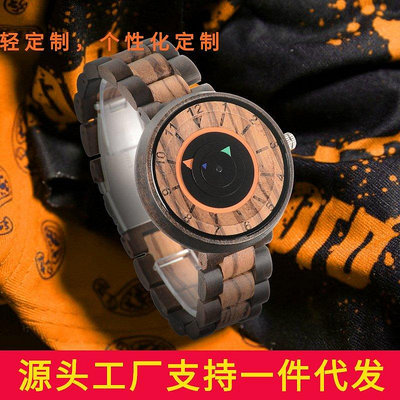 新款推薦百搭手錶 現貨創意復古木質手錶無指針概念石英錶woodwatch木錶跨境批發 促銷