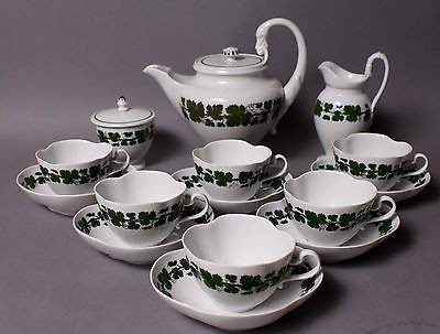 歐洲第一名瓷德國Meissen 1934~1945手繪綠葡萄藤 杯盤壺組 1級典藏品 歡迎詢價