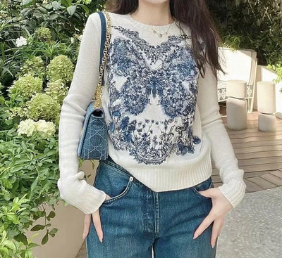 【妖妖代購】Dior 24早春蝴蝶系列刺繡羊絨毛衣(兩色)