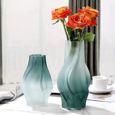 花瓶 極簡現代創意小旋風仿瓷玻璃花瓶家居民鮮花水培干花玫瑰桌擺花器