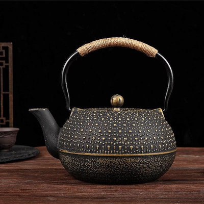 現貨：茶壺新中式裝飾博古架擺件茶室茶館生鐵壺鑄鐵茶壺大容量大號1.8L