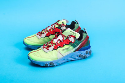 Nike React Element 87 熒光綠藍 半透明 運動慢跑鞋 男女鞋BQ2718-700【ADIDAS x NIKE】