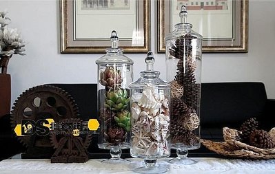 米可家飾 美式鄉村田園 糖果罐系列玻璃罩花藝 擺件花器花瓶 裝飾品擺飾植物盆栽ZAKKA