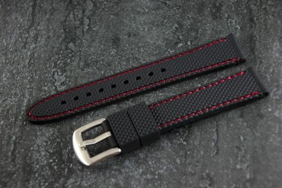 18mm 20mm 22mm矽膠錶帶網紋 賽車疾速風格矽膠錶帶,不鏽鋼製錶扣,紅色縫線,雙錶圈,seiko oris