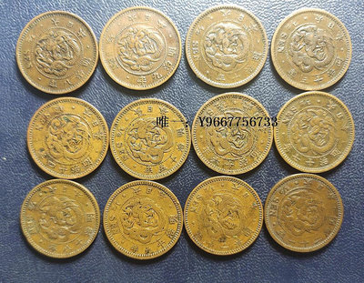 銀幣日本錢幣銅幣 明治八年到二十一年半錢龍銅板12枚小全套-漢梁集社