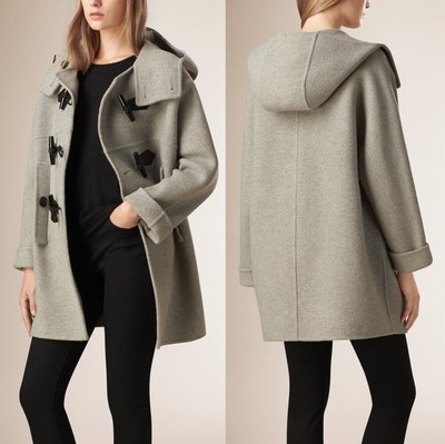 Burberry 灰色 淺灰色 寬鬆版 牛角釦 羊毛 Cashmere 羊絨 大衣 外套