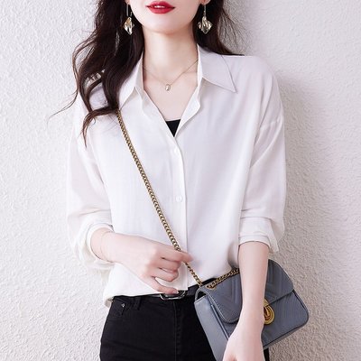 雲邊-長袖襯衫 韓國OL氣質 白色襯衫 職業裝襯衫 正韓上衣