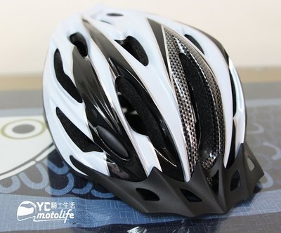 YC騎士生活_SY自行車安全帽．有20孔空氣風洞散熱設計．輕量流線．內襯可拆洗 單車帽 自行車頭盔 最佳入門選擇 白黑色