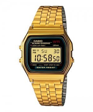 【CASIO 專賣】電子錶 A-159WGEA-1 復古 金色 簡單時尚 鬧鈴 碼錶  可調式不銹鋼錶帶