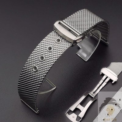 熱銷  20 毫米 22 毫米銀色網眼不銹鋼錶帶,適用於歐米茄 Seamaster 007 手鍊折疊扣錶帶更換