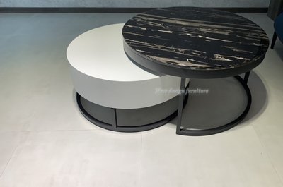 【N D Furniture】台南在地家具-工業風設計款(人造石面大茶几+旋轉烤漆小茶几)組合不拆賣YH